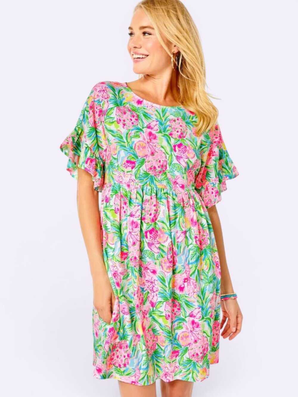 Lilly Pulitzer Women's TILTSON Swing Dress Resort White Pear Necessities XL
